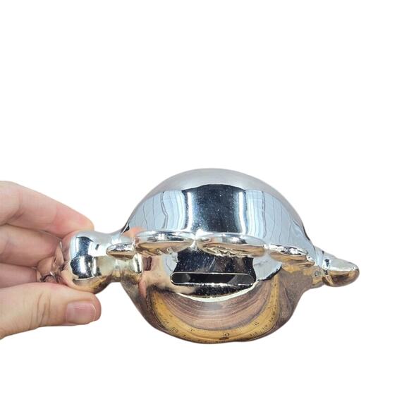 Silver Metal Piggy Bank - Vintage - Picture 6 of 7